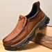 Autumn Winter New Men's Leather Slip-On Flash Wear Thick Sole Wear-Resistant Lightweight Loafers Casual Shoes_voghion.com