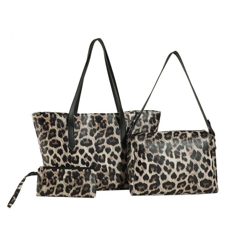 Sac fourre-tout imprimé léopard de grande capacité pour femmes, ensemble de trois pièces, sac à bandoulière populaire, vente en gros, nouvelle collection 2024_voghion.com