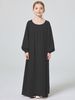 Mor & Børn Mellemøsten Abaya Piger Rund Hals Ensfarvet Plisseret Abaya Kjole Morgenkåbe_voghion.com