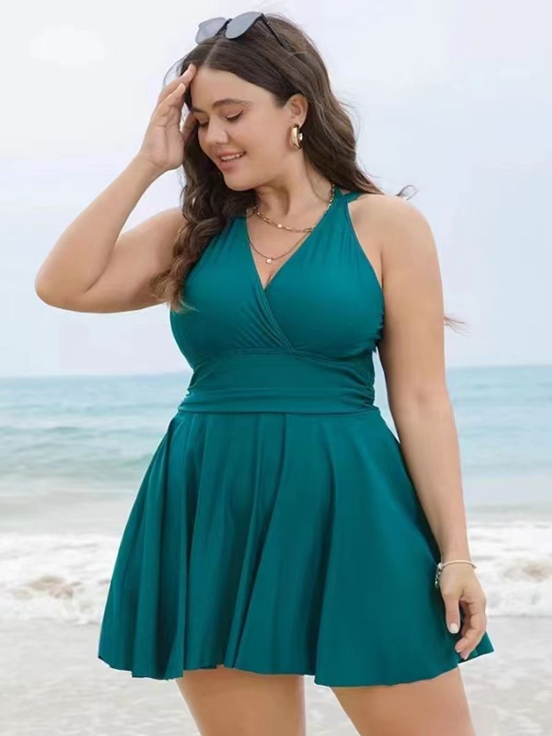 Maillot de bain grande taille pour femme, modèle « grosse » (mm), style jupe couverte, bain dans les sources chaudes. Maillot une-pièce pour femme ronde, mince et conservatrice._voghion.com