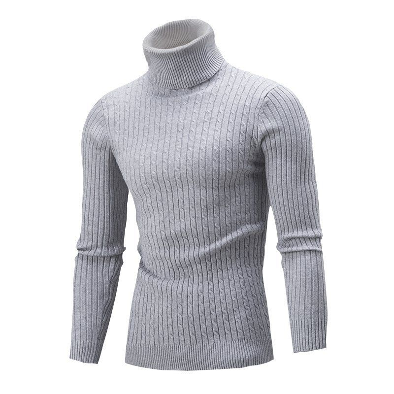 Men's knitwear new autumn and winter turtleneck color twist base shirt_voghion.com