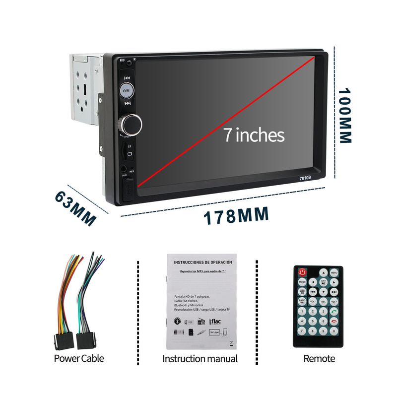 7010 single dock car MP5 player car Bluetooth MP4 MP5 all in one machine reverse car image_voghion.com