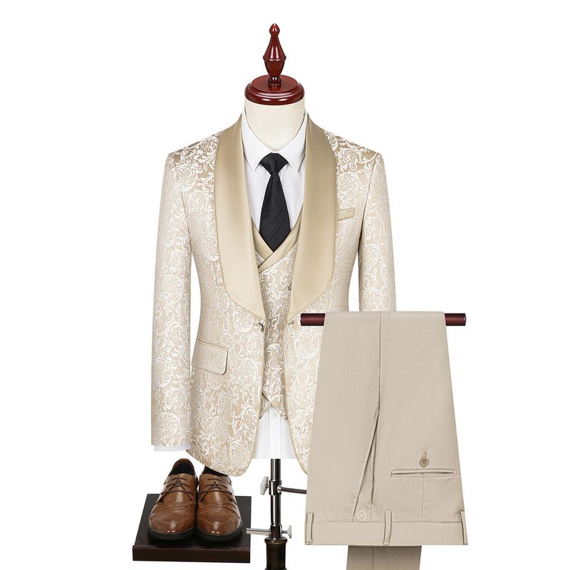 2024 Spring Large Men's Jacquard Wedding Groom Suit Set Host Performance Dress_voghion.com
