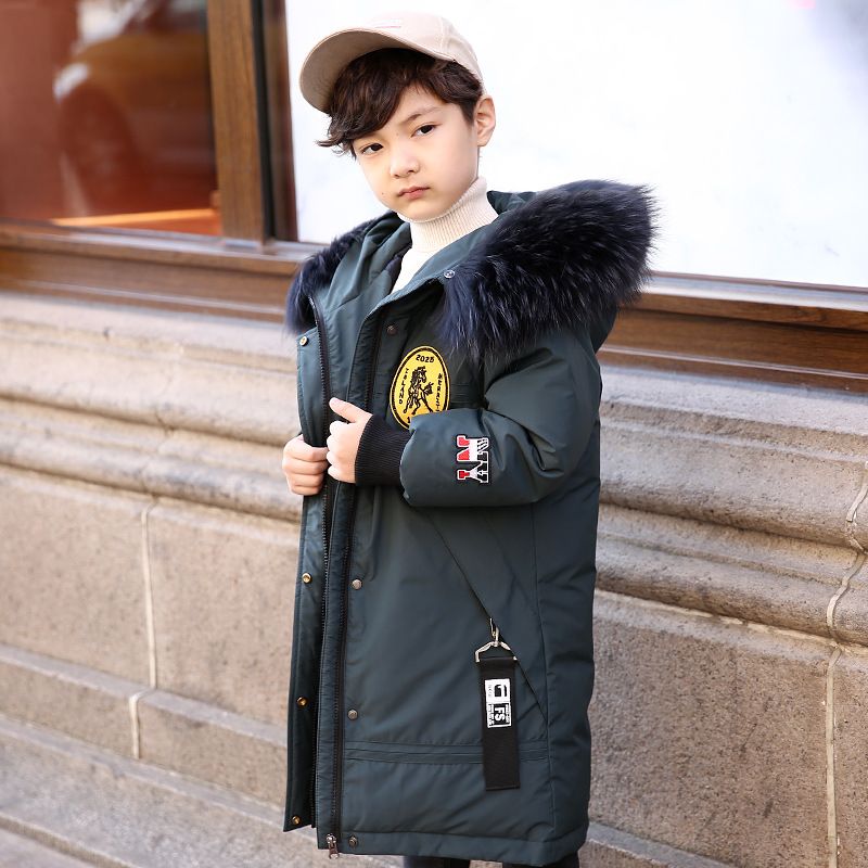 Kid's Clothing Boys' Medium And Long White Duck Down Casual Coat_voghion.com
