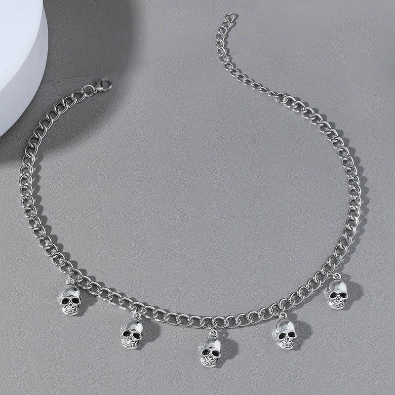Collana con ciondolo a forma di teschio, alla moda, stile hip hop e punk, per uomini e donne_voghion.com