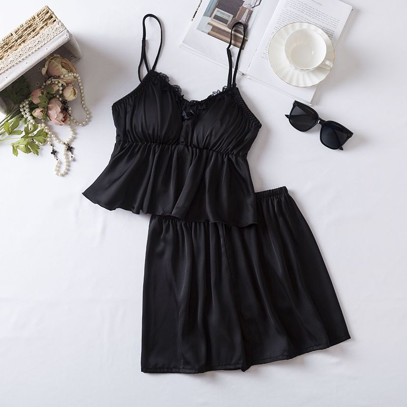 Ice Silk Shorts Pajama Set For Women - Soft Skin-Friendly Comfortable Summer Sleepwear​_voghion.com