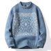 2022 New Round Neck Sweater Men's Loose Print Autumn Thickened Knitted Trendy Small Fresh Linen for Men_voghion.com