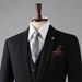 Men's Slim Fit Wedding Suit Set – Single-Button Notch Lapel Blazer With Pinstripes, Groom & Groomsmen Formal Attire (Black/Mist Gray Stripe)_voghion.com