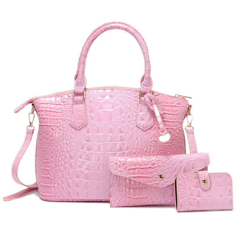 Nuovo stile moda borsa tote grande capacità texture tutto abbinato tre pezzi set presenza essenziale borsa a tracolla borsa a tracolla madre borsa regalo_voghion.com