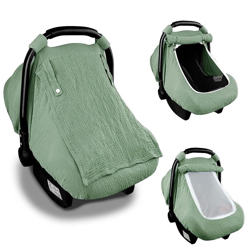 Baby Safety Seat Cover Sunshade Stroller Basket Cover Cotton Gauze Breathable Windproof and Sunscreen Baby Cover_voghion.com