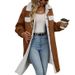 Eleganter Trenchcoat in Wildlederoptik für Damen – Stylischer und warmer langer Mantel mit Revers und einreihigem Design (Braun, S-XXL)_voghion.com
