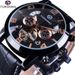 Orologio meccanico automatico da uomo alla moda con tourbillon, quadrante grande, cinturino in vera pelle, fibbia in acciaio inossidabile, vetro in cristallo minerale._voghion.com