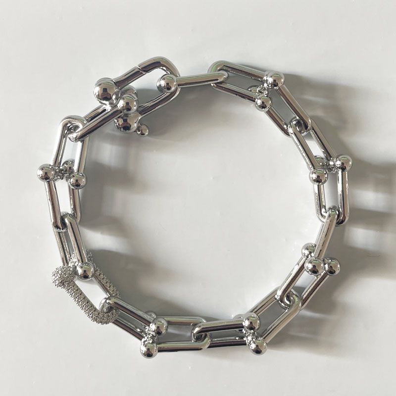 Unisex Jewelry Horseshoe Buckle Diamond Bracelet Light Luxury High End Couples Bracelet_voghion.com