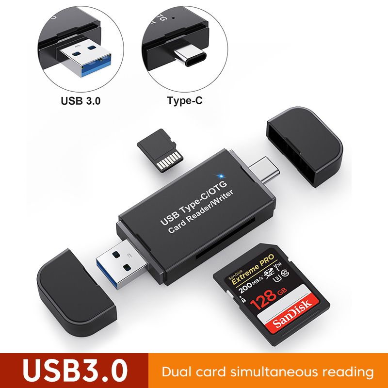 TF 2.0/3.0 - C típusú adapter PC-hez, laptopokhoz, USB, Micro SD, nagy sebességű, többfunkciós intelligens kártyához_voghion.com