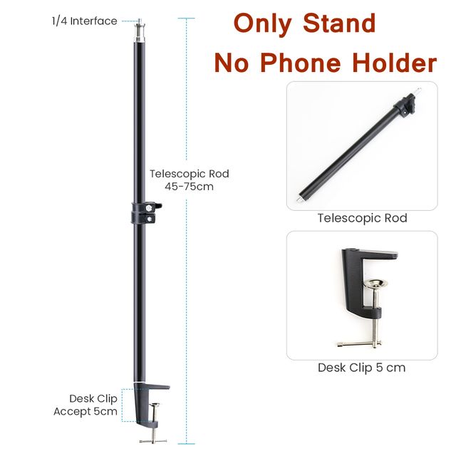 Universal Mobile Phone Holder Tablet Stand Stretchable 1/4' Screw Tip for Camera DSLR Desktop Phone Stands with Cellphone Clip_voghion.com