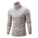 Herrenbekleidung Herbst- und Winterpullover Rollkragenpullover Herren gedrehter langärmeliger Herren-Strickpullover einfarbig_voghion.com