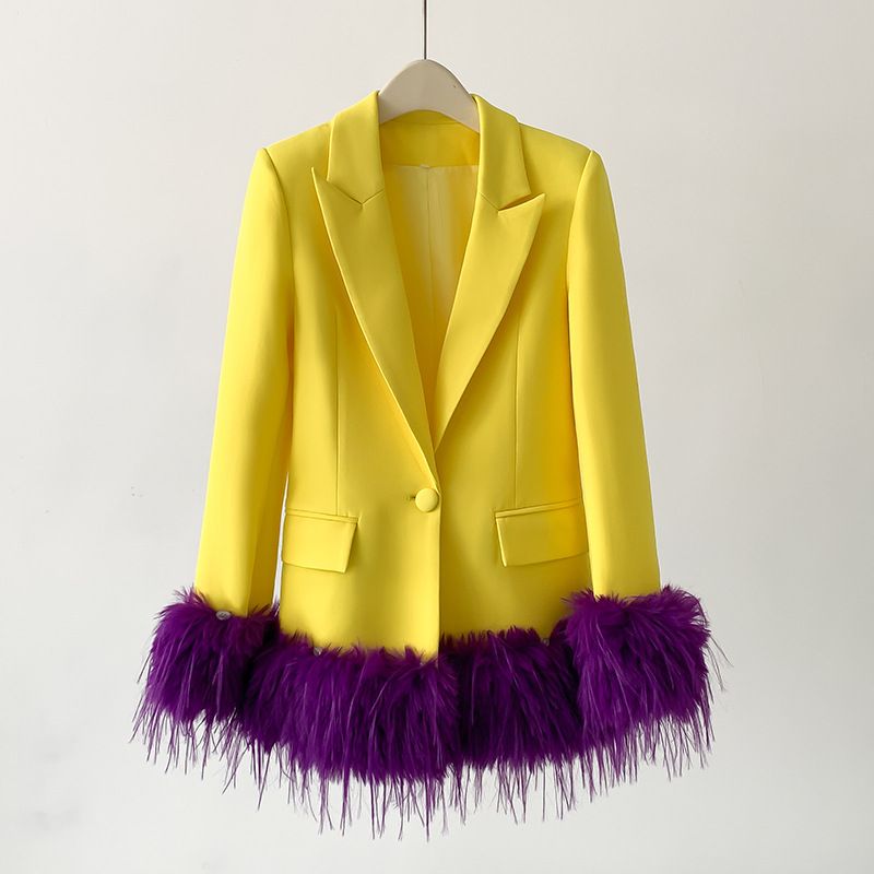 Women's Clothing Autumn New Women's Clothing Fashion Feather Straight Suit Jacket Suit Women _voghion.com