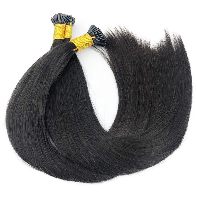 Extensiones de cabello liso con punta en I, cabello humano brasileño virgen real natural, 1 g/hebra, 50 hebras, cabello de fusión para mujeres_voghion.com