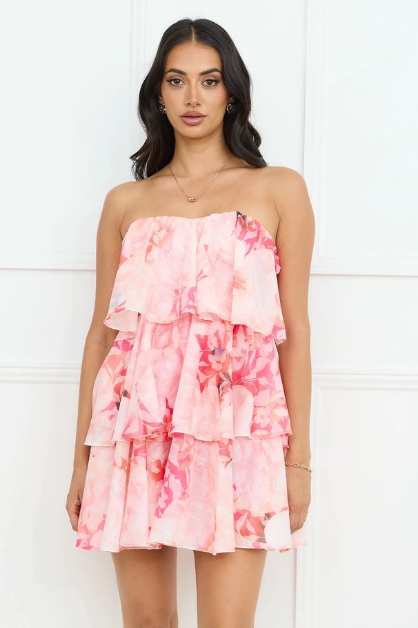 2025 Summer Vacation Style Elegant Chiffon Layered Tube Top Dress 68515_voghion.com