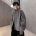 boy European American Style Gray Stand Collar Coat Men, Autumn And Winter Chic Woolen Short Overcoat, Oversized Suit Jacket_voghion.com