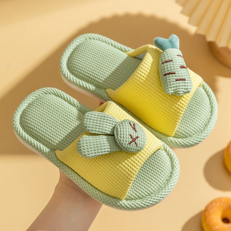 RenMou Kinder-Leinenpantoffeln, süßes Eltern-Kind-Haus, rutschfeste Innenpantoffeln für Jungen, Frühlings- und Herbstsaison, Summe, exklusives Angebot für Mädchen_voghion.com