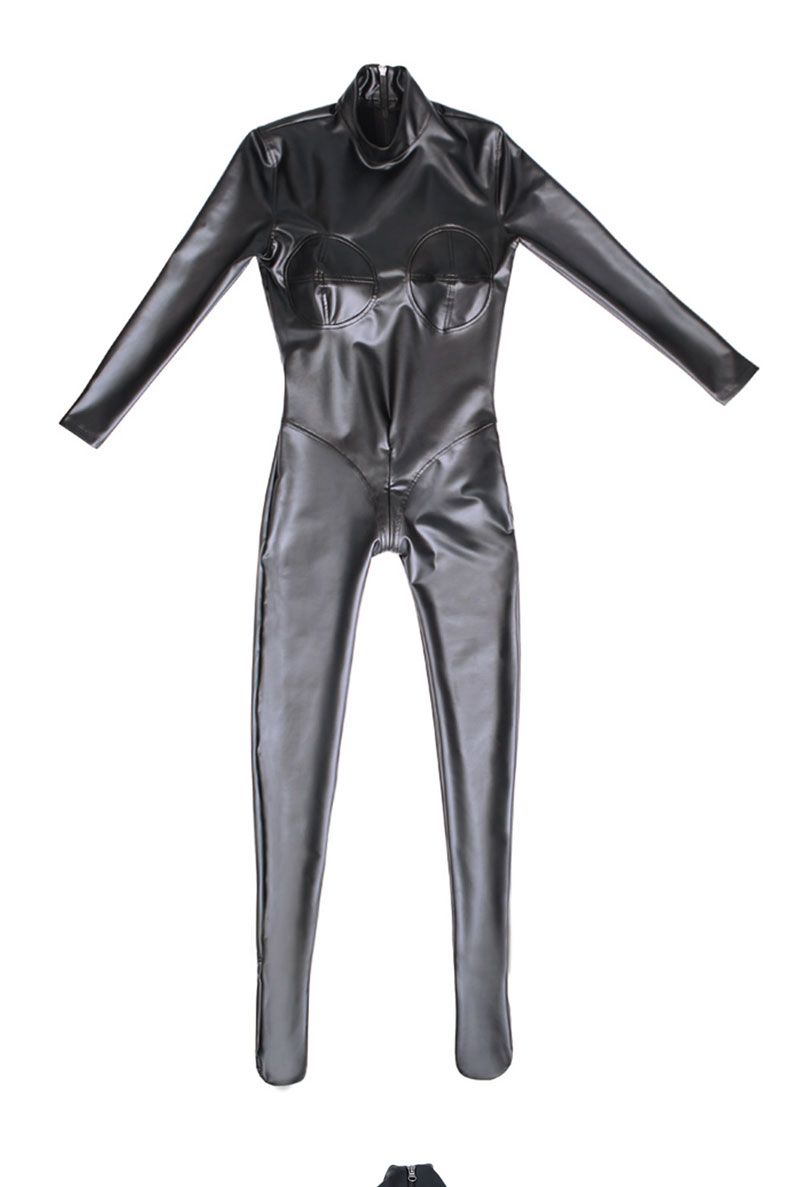 Τρισδιάστατο γυναικείο PVC Full Bodysuit Latex Elasitc Sexy Tight Faux Leather Oil Shiny Bodycon Cosplay Club Wear_voghion.com