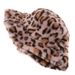 Hat version of imitation mink velvet thickened fisherman's hat in autumn and winter, warm and versatile, retro plush leopard print basin hat trendy_voghion.com
