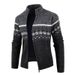 2024 new men's zipper cardigan color blocked casual knit stand up collar sweater jacket_voghion.com