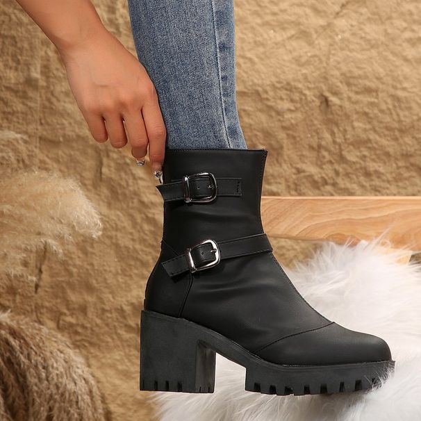 Autumn and winter fashion belt buckle explosive ankle boots cotton boots fashion boots_voghion.com