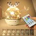 Deer Starry Sky Projector Night Light Remote Control Rechargeable Rotate LED Atmosphere Lamp_voghion.com