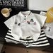 Boys And Girls Polo Shirts Two Piece Suits Summer New Korean Style Casual Sleeved Shorts_voghion.com