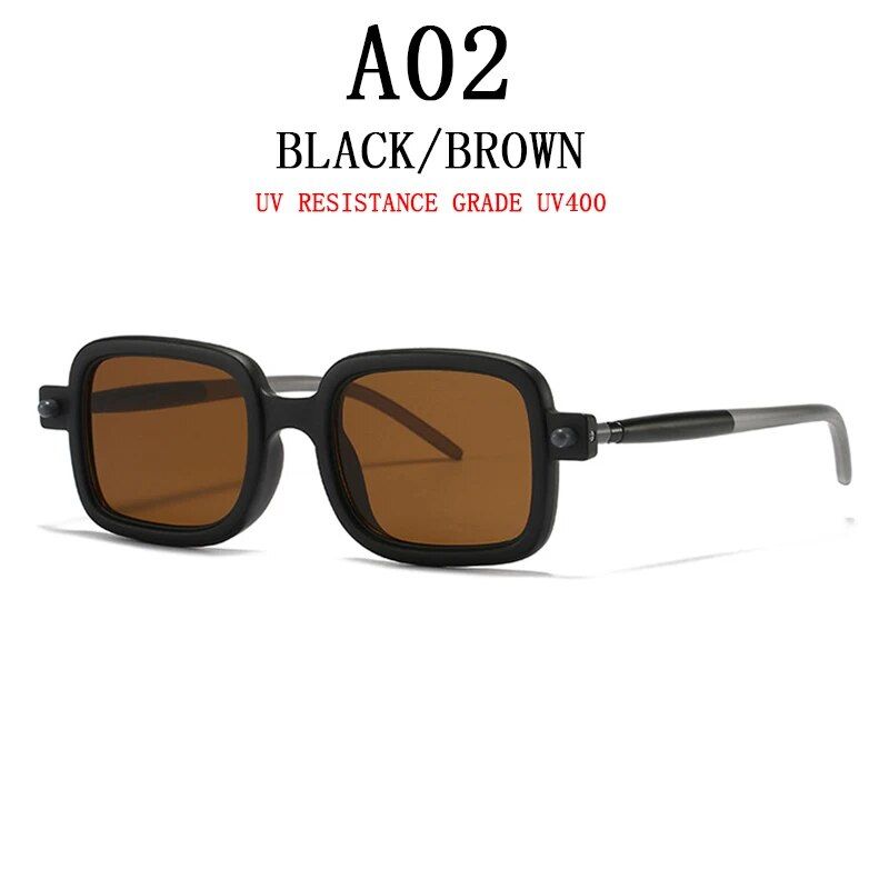 Ochelari de soare pătrați pentru bărbați, stil 2024, ochelari de soare cu lentile decorative albastre deschise, ochelari de soare decorativi_voghion.com