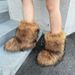 cross border raccoon fur plush snow boots with closed toe warm fluffy fur hot girl y2k foreign trade style_voghion.com