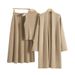 K Lazy Style Women's Knitted Suit With Sleeveless Vest, Sweater Cardigan And Skirt Set._voghion.com
