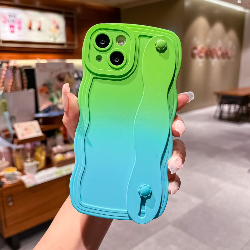 Luxury Gradient Color Wrist Strap Holder Soft Phone Case For Iphone 14 11 12 13 Pro MAX Plus Mini X XR XS 7 8 Plus Bumper Cover_voghion.com