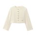 Women s clothing autumn and winter new fashion round neck cardigan short casual jacket_voghion.com