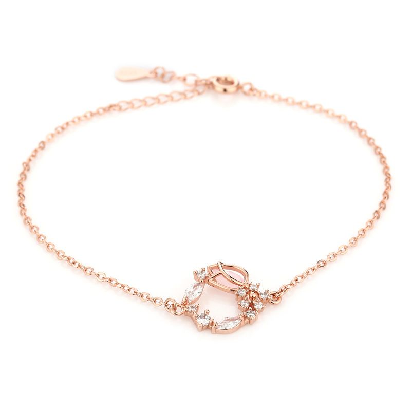 Braccialetto con fiore di rosa in stile coreano Lochen Fashion per donna, semplice gioiello con diamanti intarsiati_voghion.com