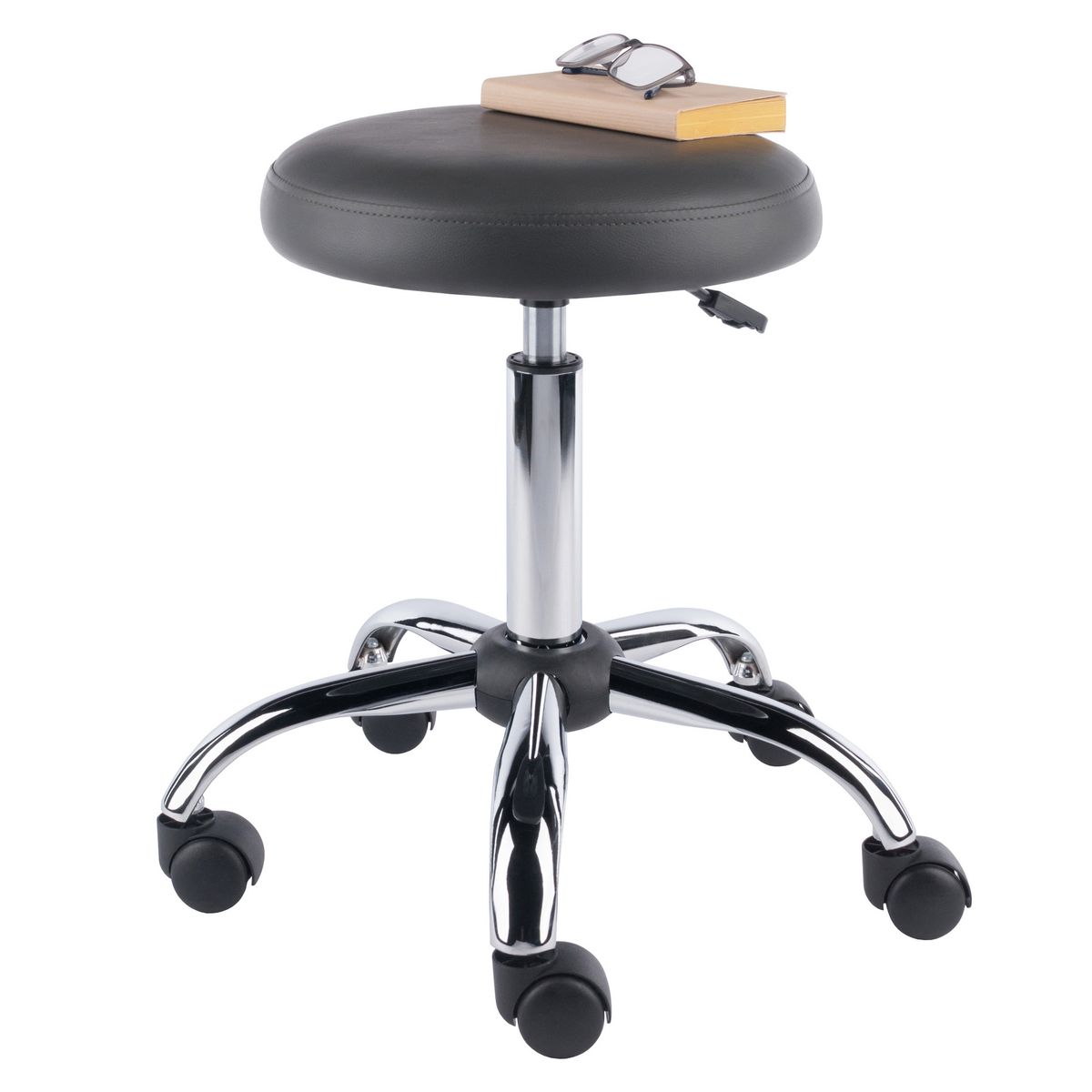 Clyde Adjustable Cushion Seat Swivel Stool; Charcoal and Chrome_voghion.com
