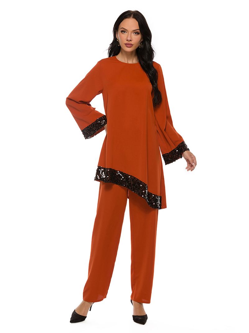 Women's Clothing New Muslim Suit, Irregular Sequin Patchwork Suit, Ethnic Style Girl 21013_voghion.com
