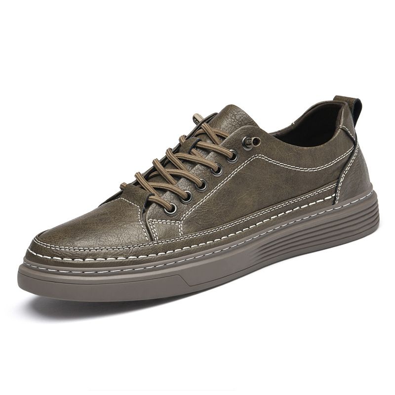 Retro Men's Board Shoes Platform Low-top Casual Shoes Small Leather Shoes Men_voghion.com