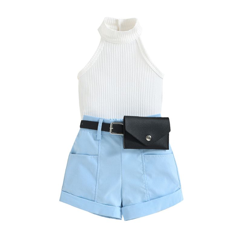 Babykleidung: Trendiges Neckholder-Top, Shorts und Gürteltasche für Kinder und Mädchen_voghion.com