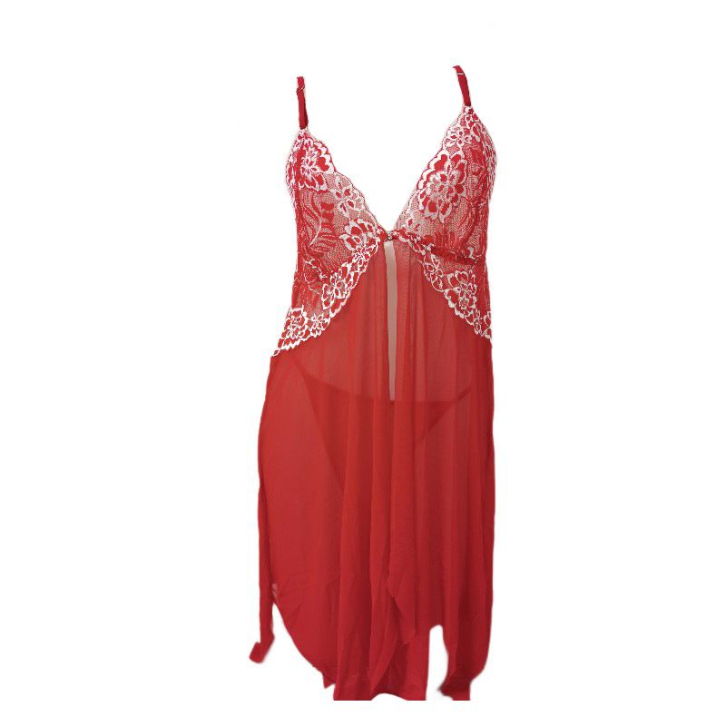 Dessous für Damen, transparente Spitzenuniform, verführerisches, sexy Flirtnachthemd für Damen, transparentes Nachthemd in Übergröße_voghion.com