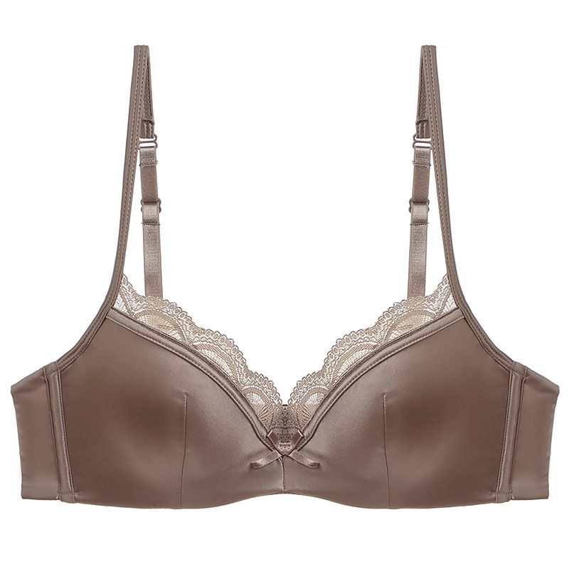 Damen-Dessous, dünner, glänzender Spitzen-BH, große Brüste lassen Sie kleiner und kleiner aussehen, Anti-Sagging-Unterwäsche-Set_voghion.com