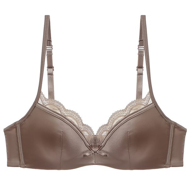 Damen-Dessous, dünner, glänzender Spitzen-BH, große Brüste lassen Sie kleiner und kleiner aussehen, Anti-Sagging-Unterwäsche-Set_voghion.com