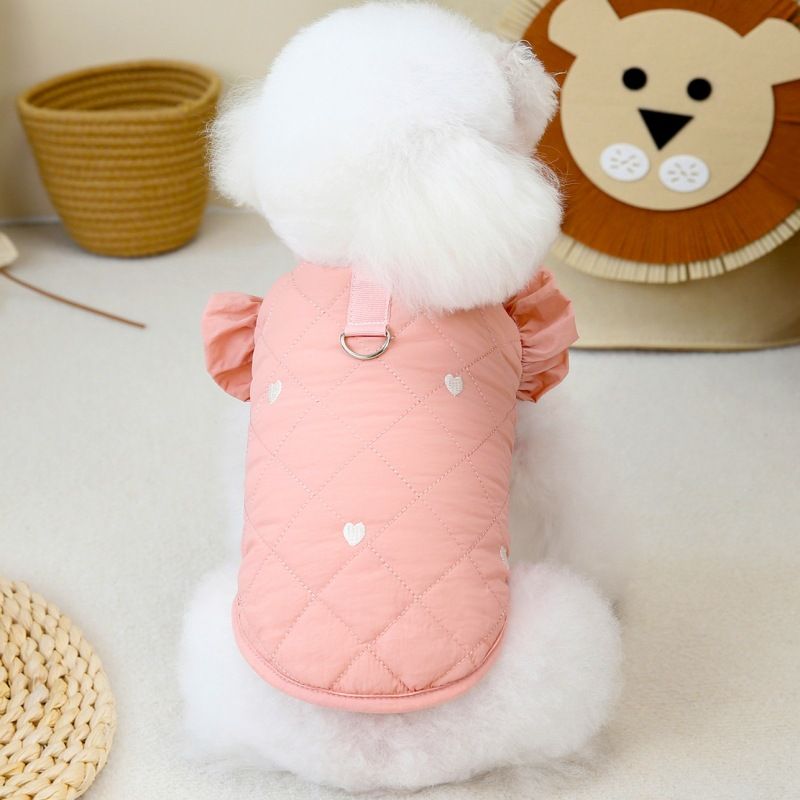 Hundekleidung Haustierkleidung Kleine Hunde Katzen Herbst Winter Warme einziehbare Weste mit Herzärmeln Baumwollmantel_voghion.com