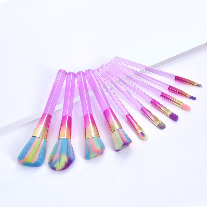 Pennelli per trucco da 10 pezzi, trucco, cristallo trasparente, colonna piatta, set di pennelli per occhi, strumenti di bellezza GUJHUI_voghion.com