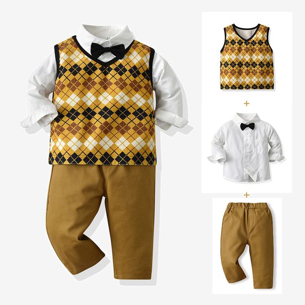 Ropa para niños Trajes de primavera y otoño para niños chicos guapos vestido de chaleco para niña de flores niño bebé primer cumpleaños trajes para niños medianos y grandes_voghion.com
