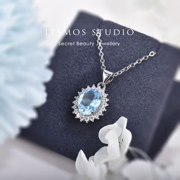 Ready Stock ITSMOS Topaz Crystal Pendant Natural Gemstone Female S Sterg Sier Necklace Jewelry for Women Gift_voghion.com