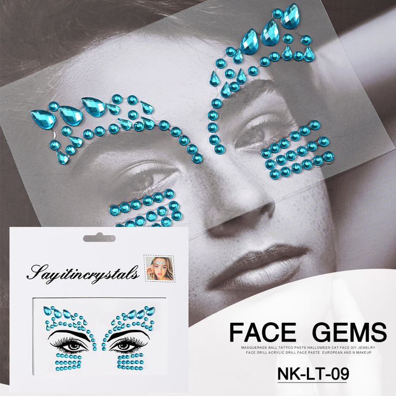 Body Art Face Tattoo Stickers Crystal Diamond Stickers Eyebrow Stickers Masquerade Facial Face Stickers Diamond Rhinestone Decoration_voghion.com