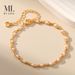 Bracciale sottile a catena minimalista regolabile con design di perle squisite ed eleganti in oro vero K_voghion.com